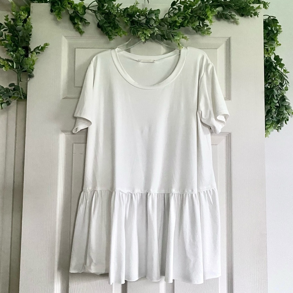 White Peplum Top